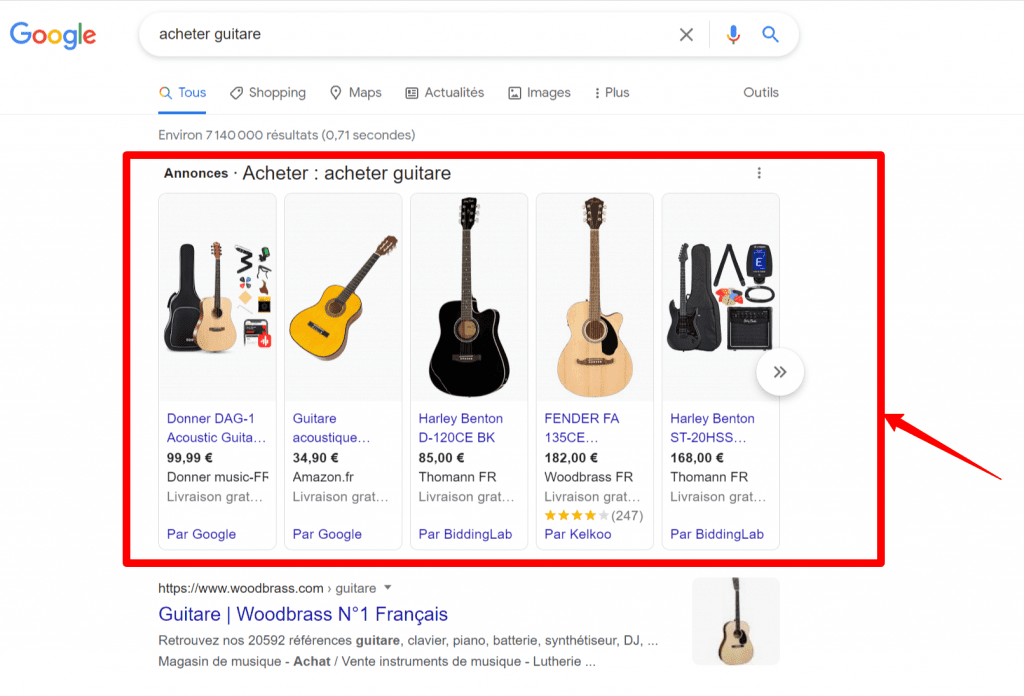 Formation Google Ads acheter guitare Recherche Google